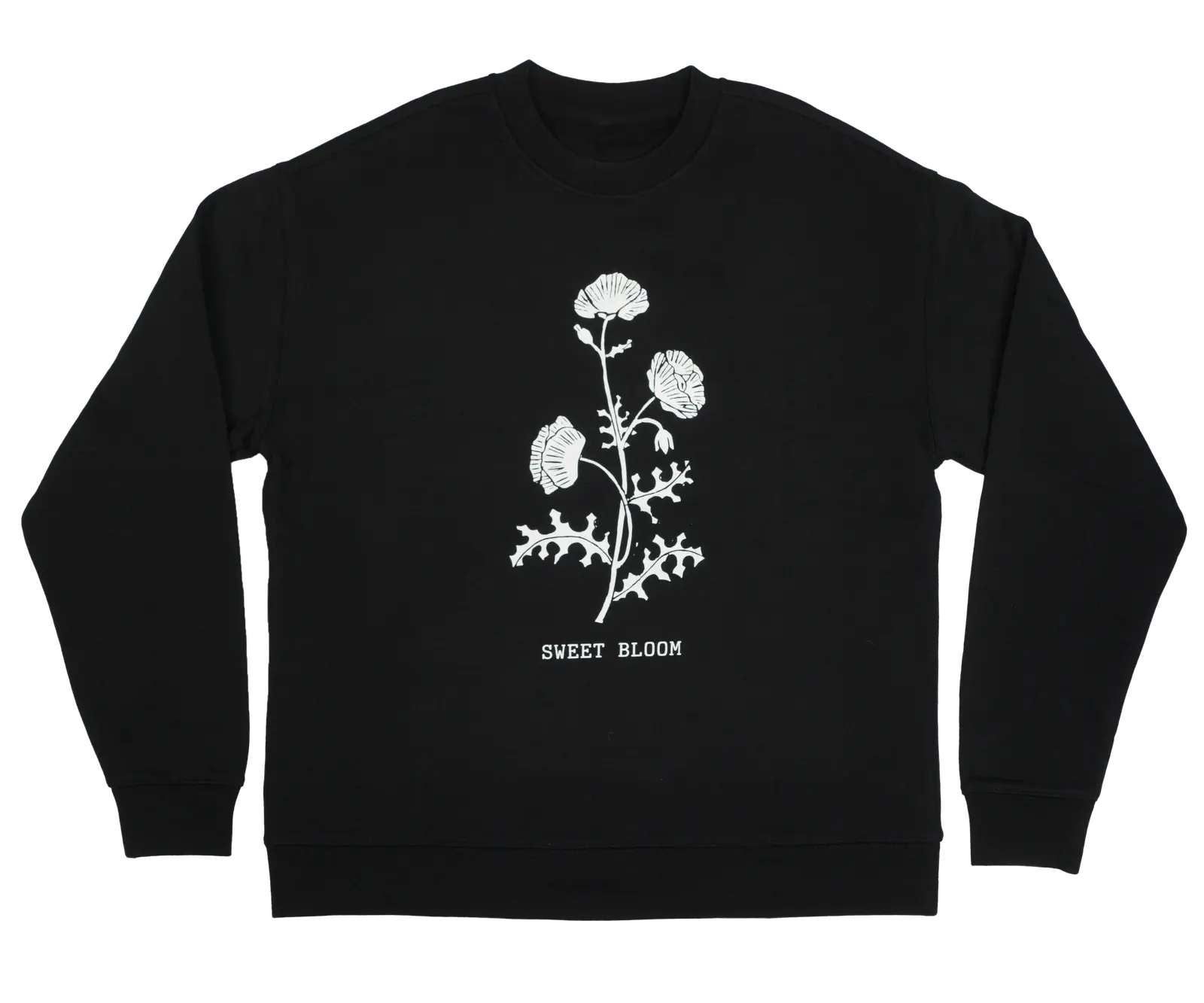 Black Prickly Poppy Crew Sweatshirt - Sweet Bloom Coffee